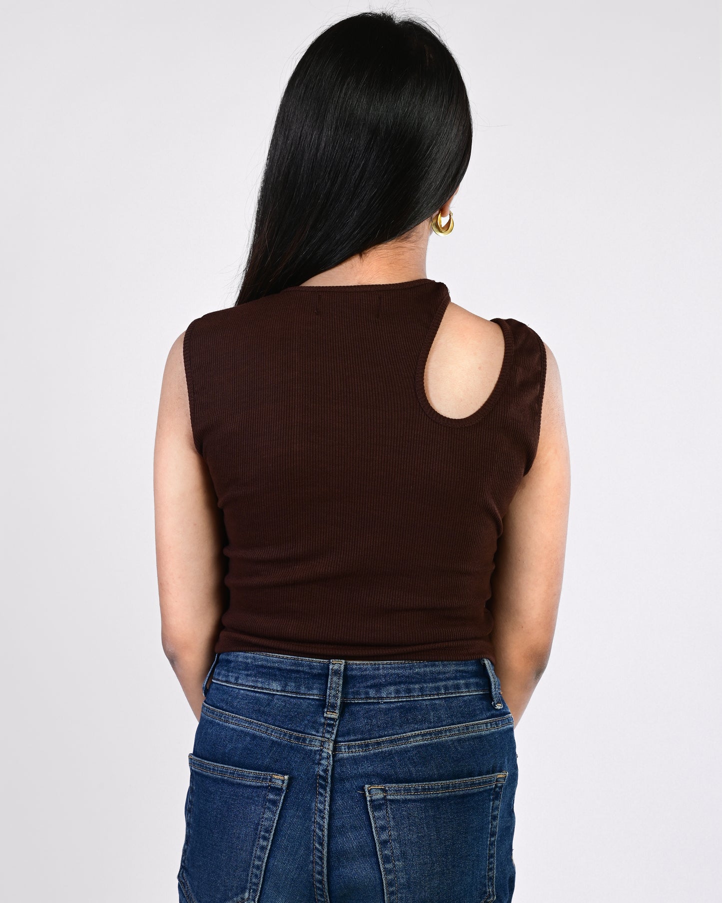 Shoulder Cut Crop Top (Green)