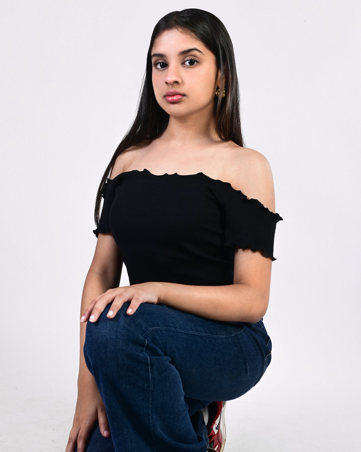 Off Shoulder Crop (Black)