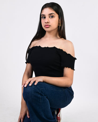 Off Shoulder Crop (Black)