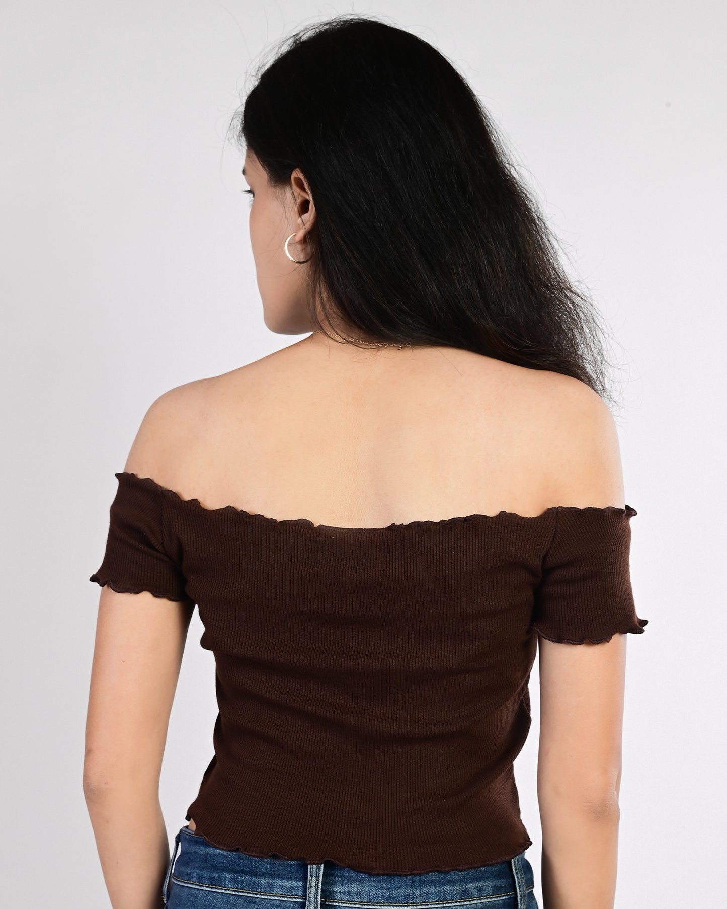 Off Shoulder Crop (Brown)