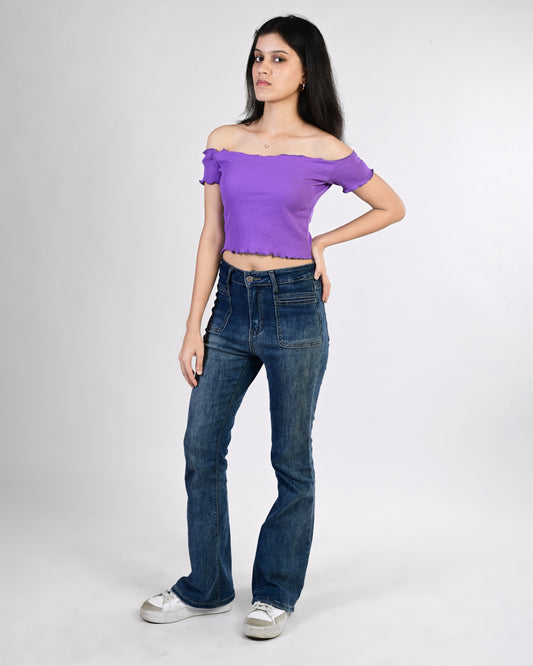 Off Shoulder Crop (Purple)