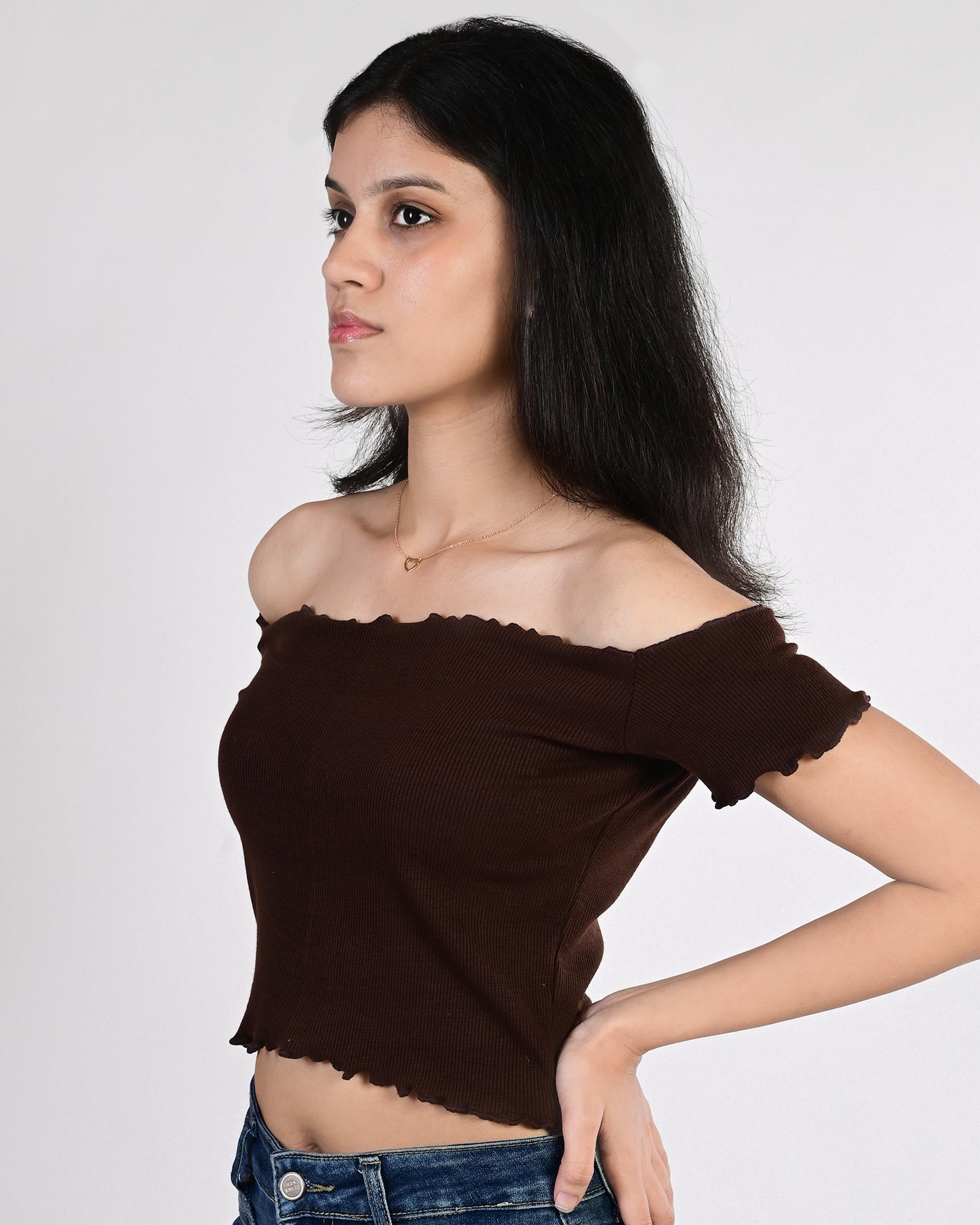 Off Shoulder Crop (Brown)
